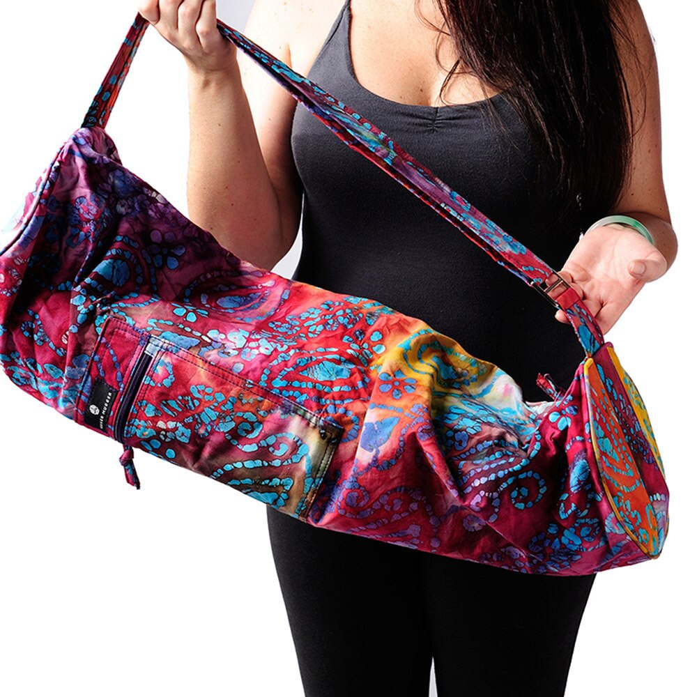 Indian Craft Castle Hippie Yoga Mat Carrier Bag with Shoulder Strap Yoga  Mat Bag Gym Bag Beach Bag Length : 26 Inch , Dia: 6 Inch strap length:  40 